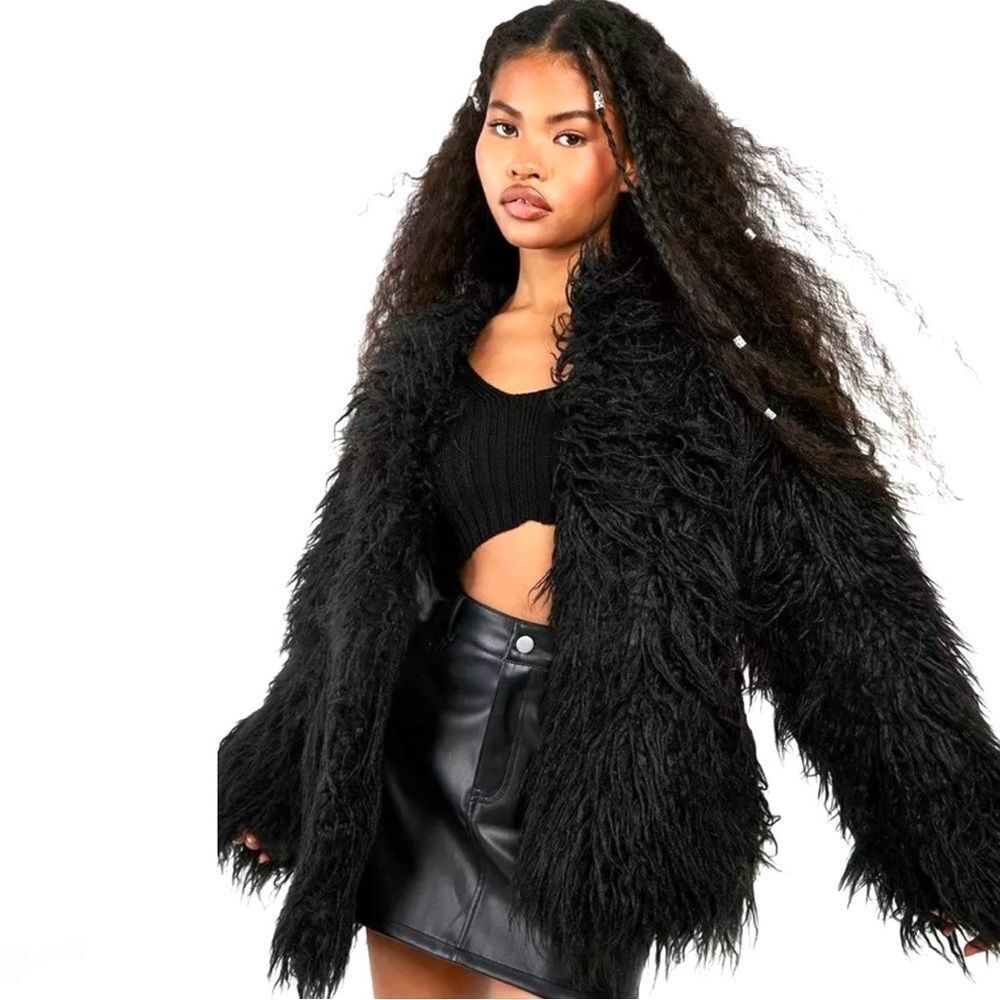 Boohoo Mongolian Faux Fur Coat
